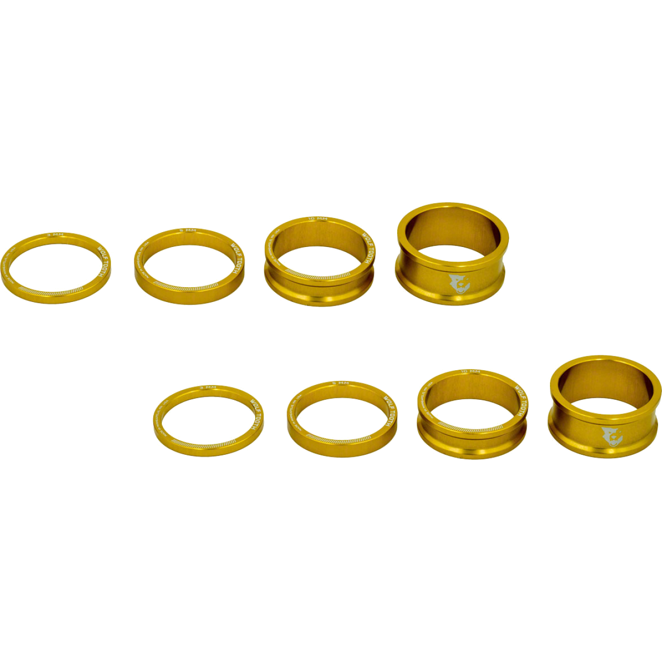 Pack of 2 Wolf Tooth Headset Spacer Kit 3, 5, 10, 15mm, Gold