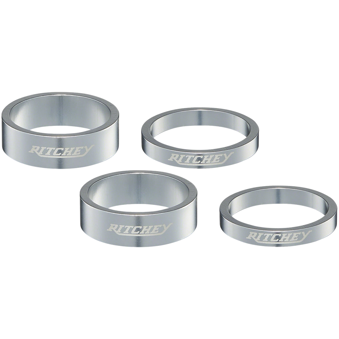 Pack of 2 Ritchey Classic Headset Spacers - 1-1/8", 10mm (x2), 5 mm (x3), Silver
