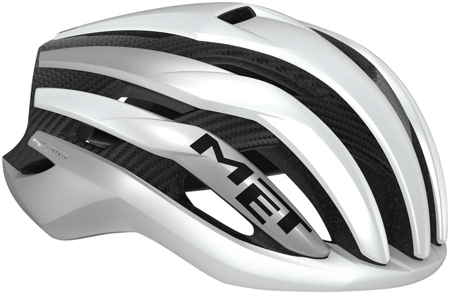 Road Bike Helmet MET Trenta 3K Carbon MIPS In-Mold EPS Matte White/Silver Metallic, Medium