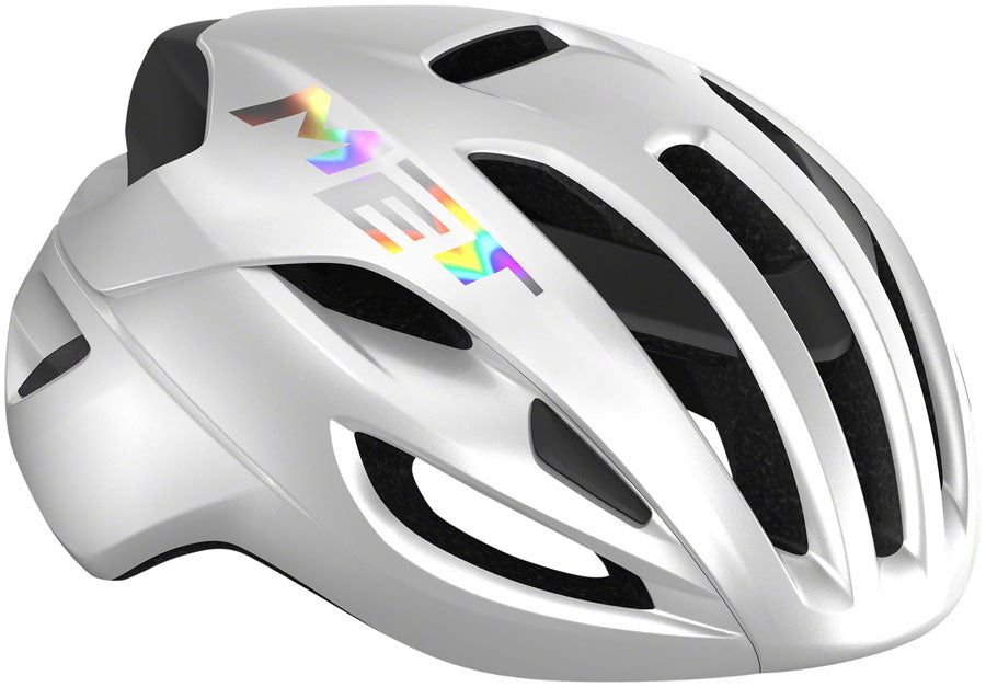 Road Bike Helmet MET Rivale MIPS In-Mold Safe-T Upsilon Glossy White Holographic Medium