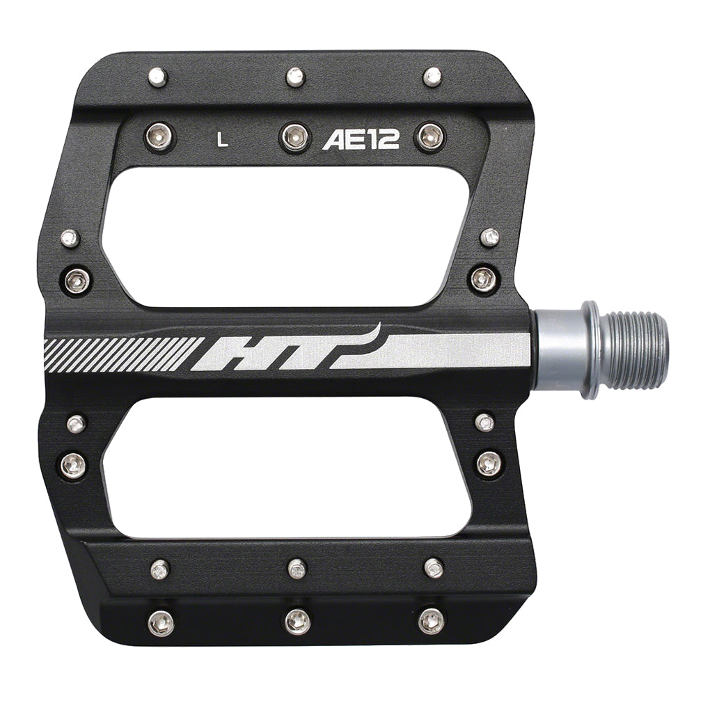 HT AE12 BMX Platform Pedals 9/16" Axle Aluminum Body 20 Replaceable Pins Black