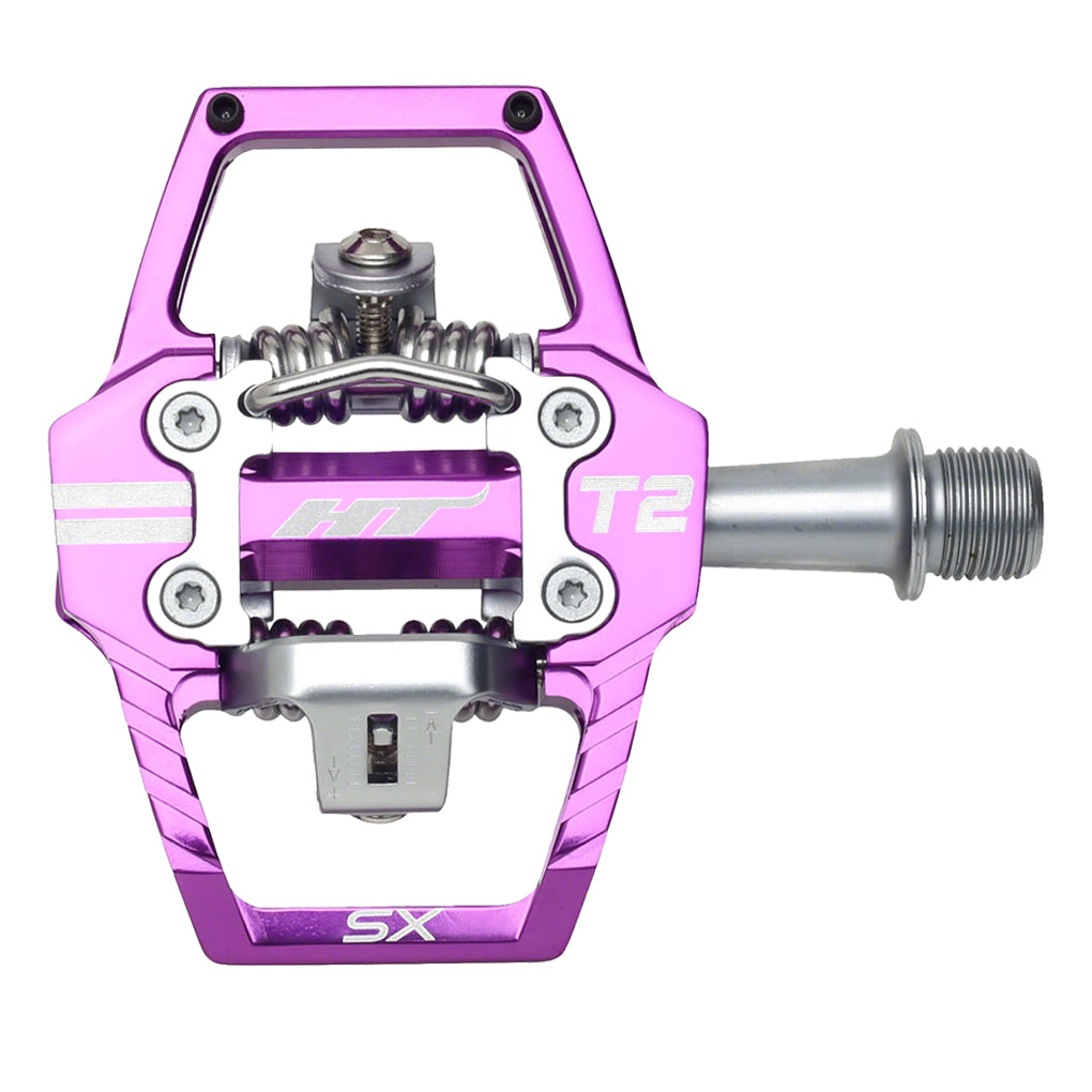 HT T2-SX BMX Dual Sided Clipless Platform Pedals 9/16" Axle Aluminum Body Purple