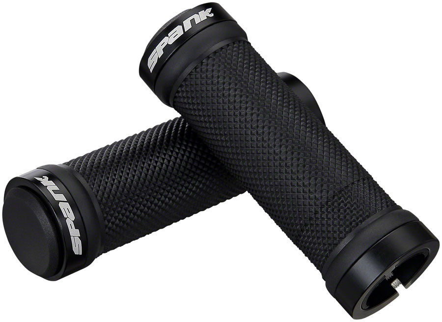 Spank Spoon Grom Lock On Muntain Bike Grips Black with BlackClamps