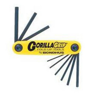 Bondhus 12591 GorillaGrip Set of 9 Hex Fold-up Keys, sizes .050-3/16-Inch