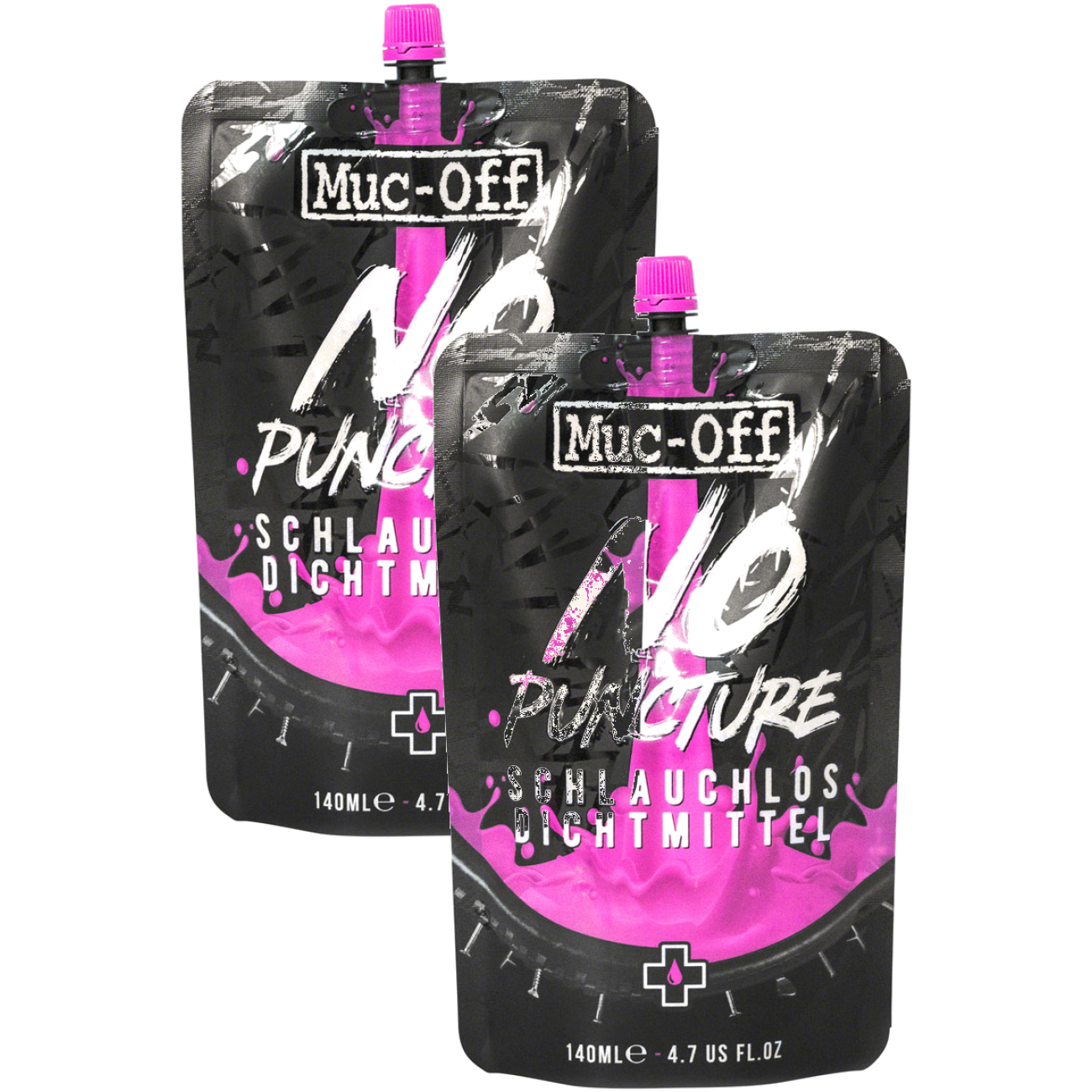 Pack of 2 Muc-Off No Puncture Hassle Tubeless Tire Sealant - 140ml Pouch