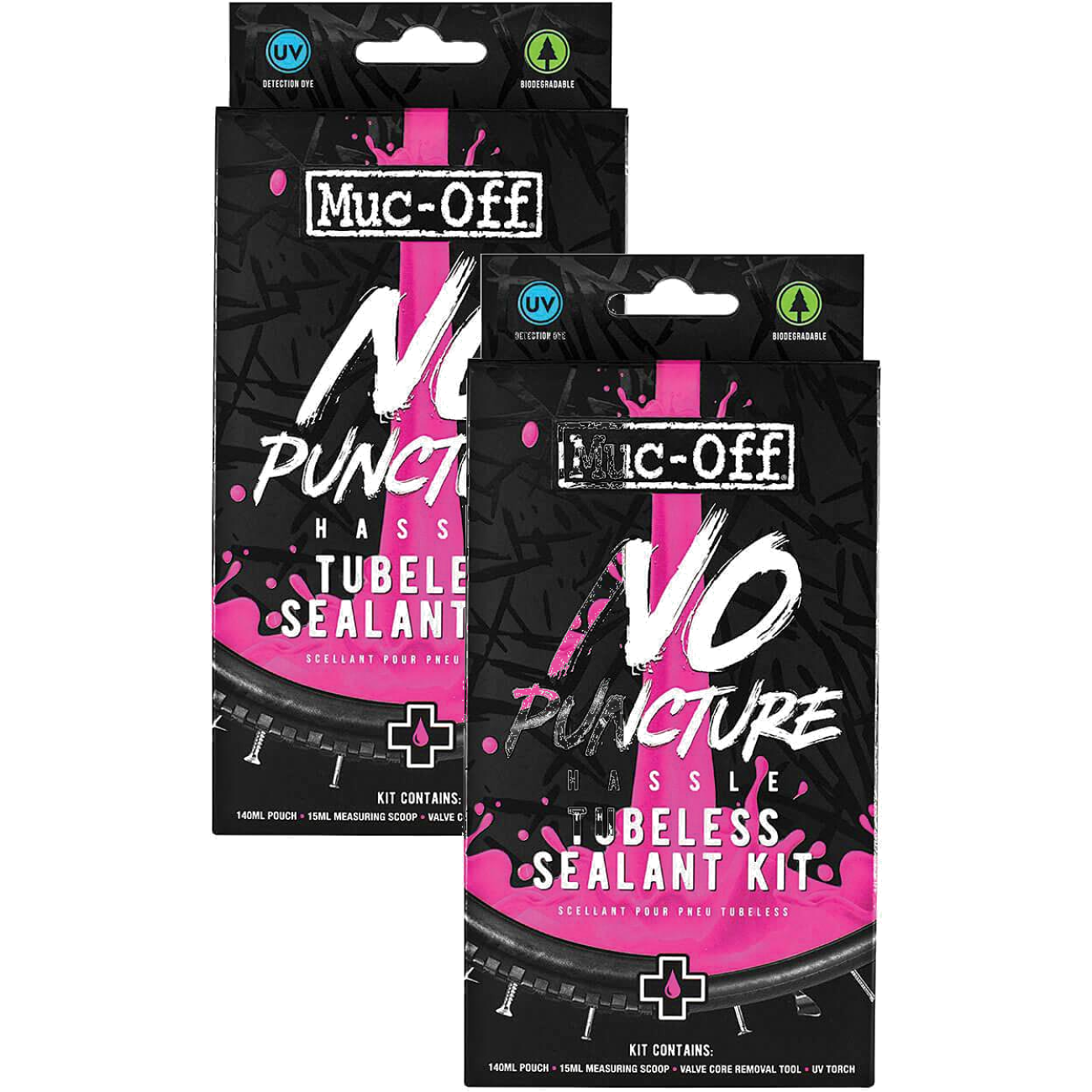 Pack of 2 Muc-Off No Puncture Hassle Tubeless Tire Sealant - 140ml Kit