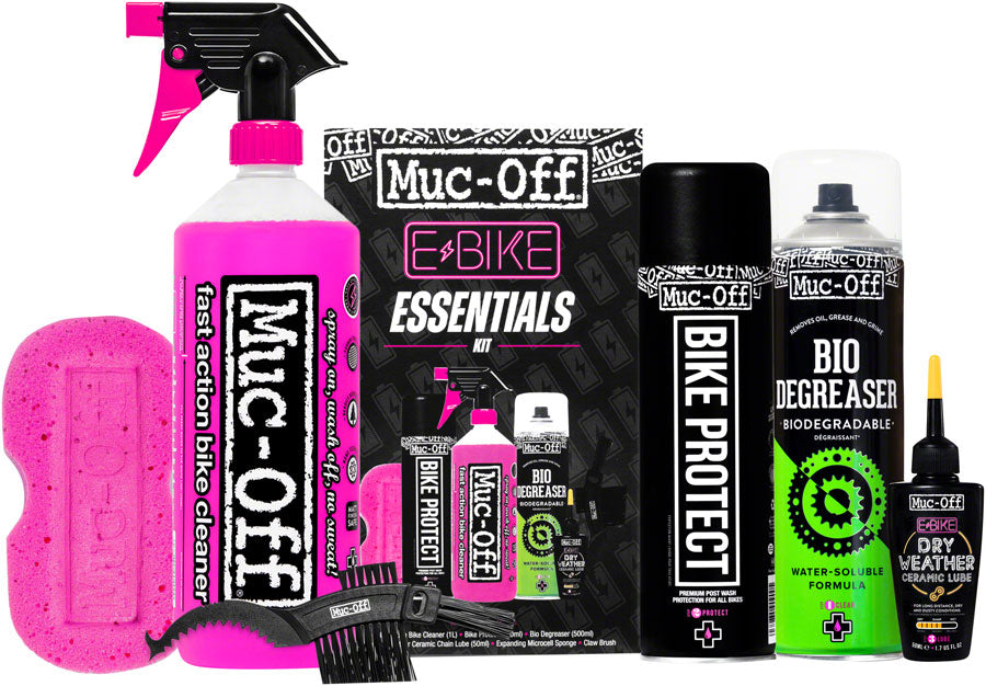 Muc-Off Ebike Essentials Kit Featuring Cleaner, Sponges, Brushes & eBike Lubes