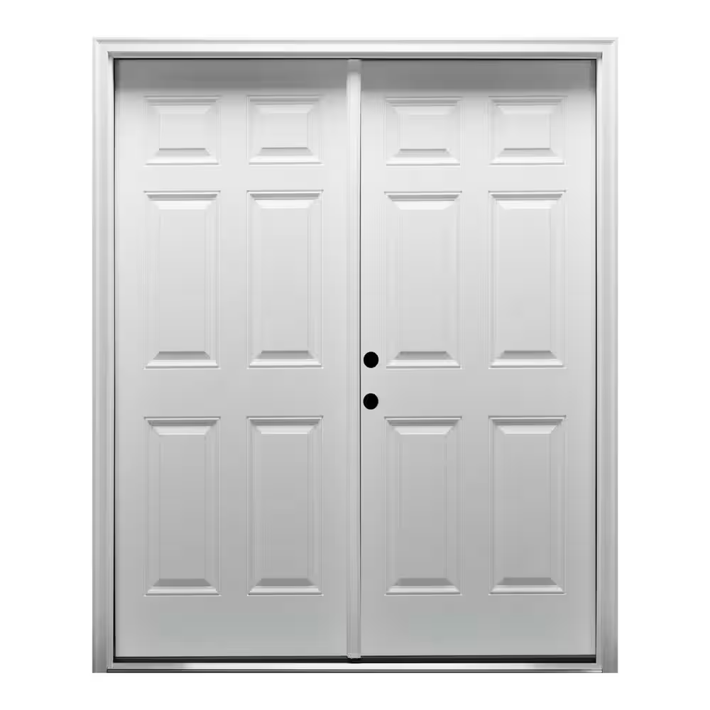 MMI Door 72 in. x 80 in. Right-Hand Inswing Classic 6-Panel Primed Steel Prehung Front Door with Brickmould