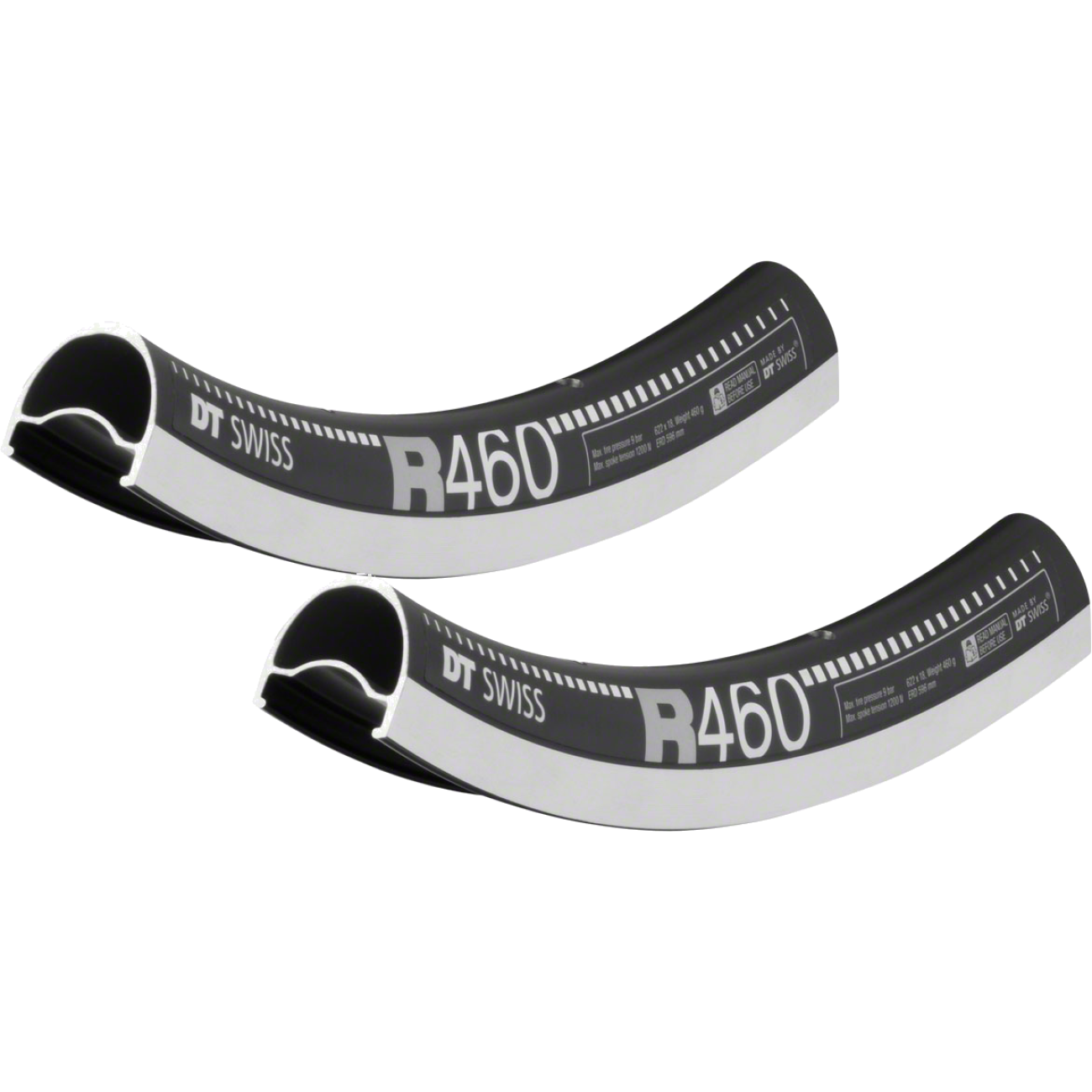 Pack of 2 DT Swiss R 460 700c Tubeless Ready Road Rim 28h Black Brake Track