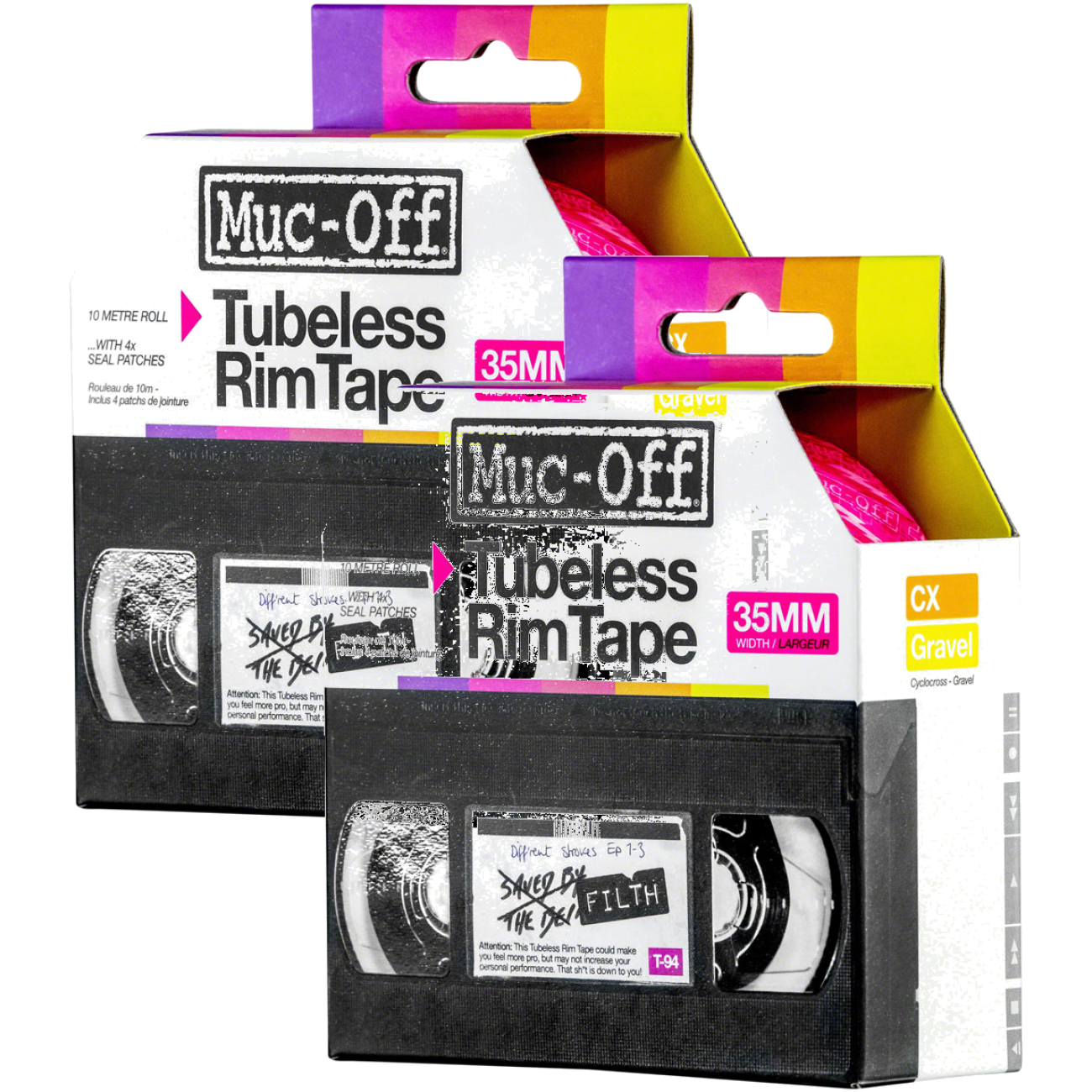 Pack of 2 Muc-Off Tubeless Rim Tape 10m Length Roll 35mm Width Adhesive