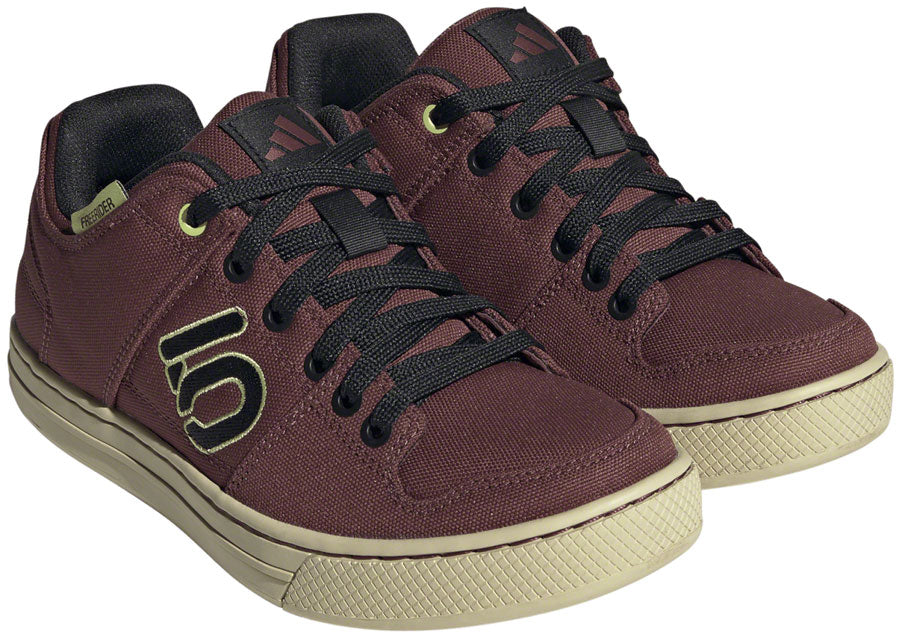 Mountain Bike Shoes Five Ten Freerider Canvas Flat - Women's, Quiet Crimson/Core Pulse Lime, 9