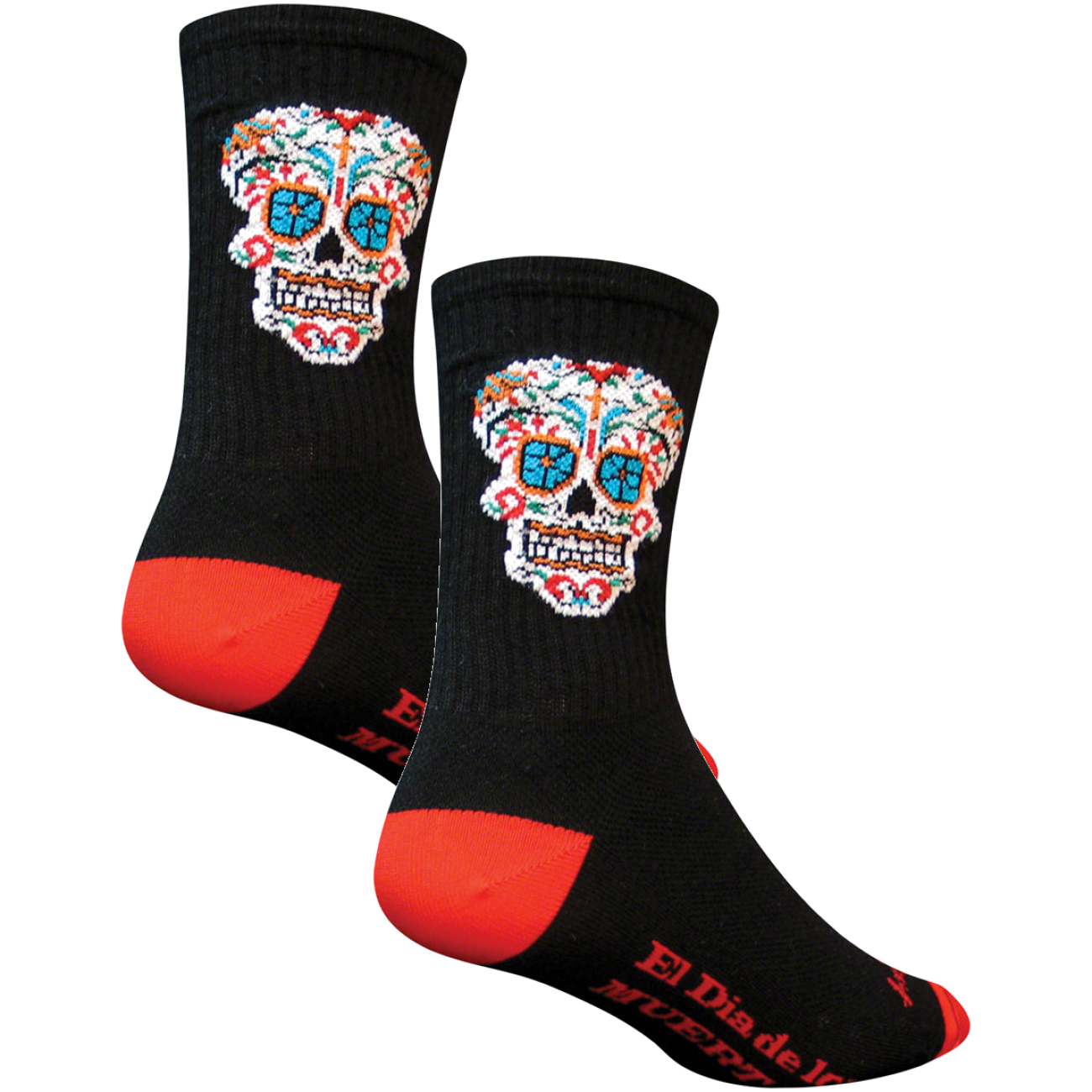 2 Pack SockGuy Crew El Dia De Los Muertos Socks 6inch Black Large X-Large Unisex