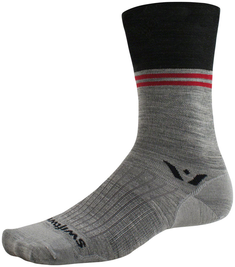 Swiftwick Pursuit Seven Ultralight Socks - 7", Block Stripe Charcoal, XL