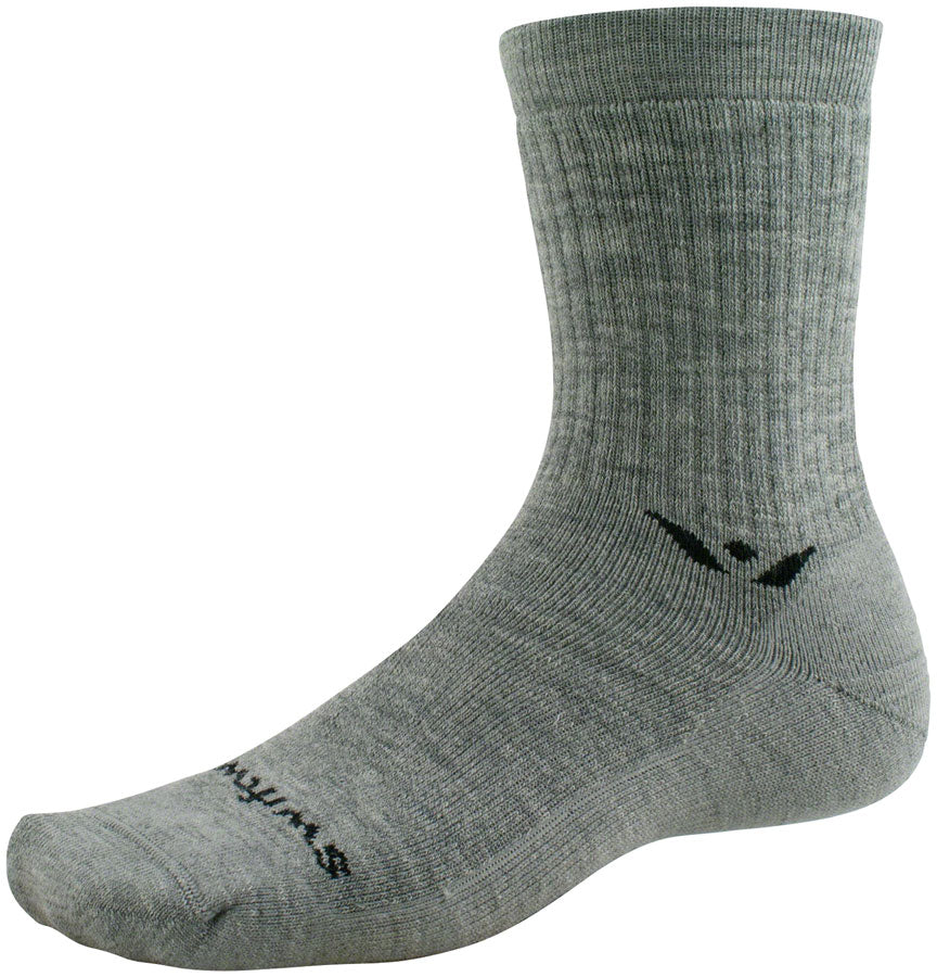 Swiftwick Pursuit Hike Light Cushion Wool Socks - 6", Light Weight Heather, XL