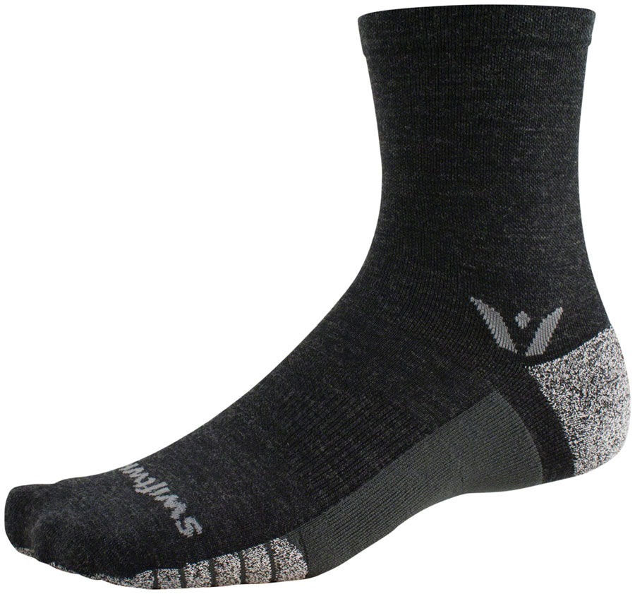 Swiftwick Flite XT Trail Mid Crew Socks - 5", Coal, Medium