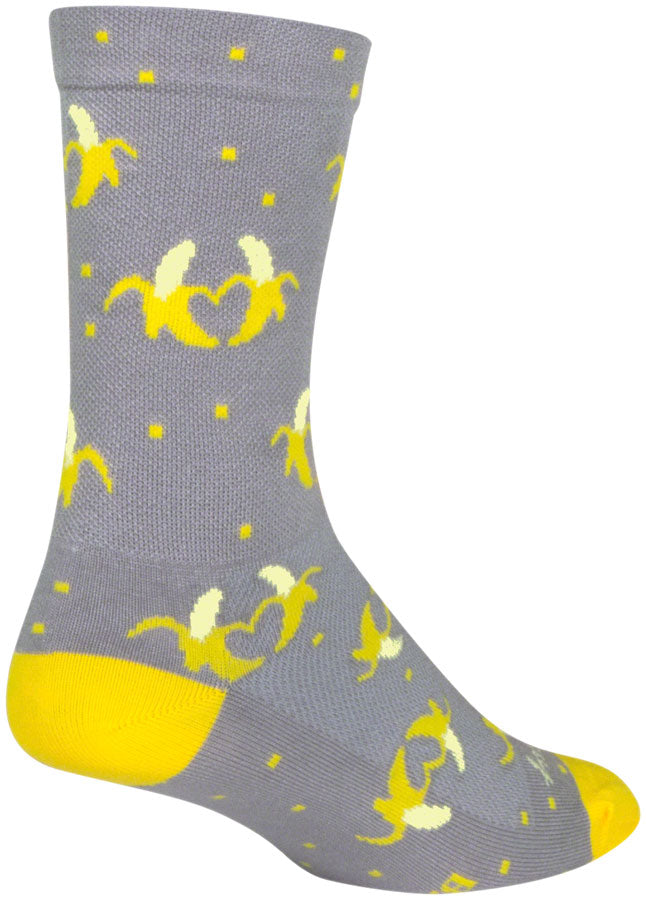SockGuy Bananas Crew Sock - 6", Large/X-Large Stretch-To-Fit Sizing System