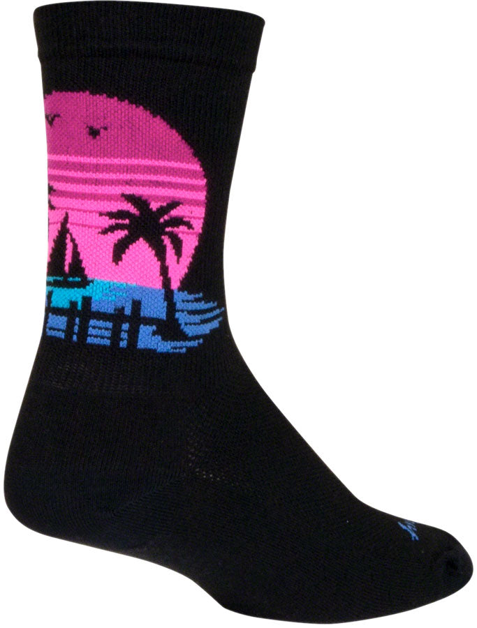 SockGuy Sunset Crew Sock - 6", Large/X-Large Stretch-To-Fit Sizing System