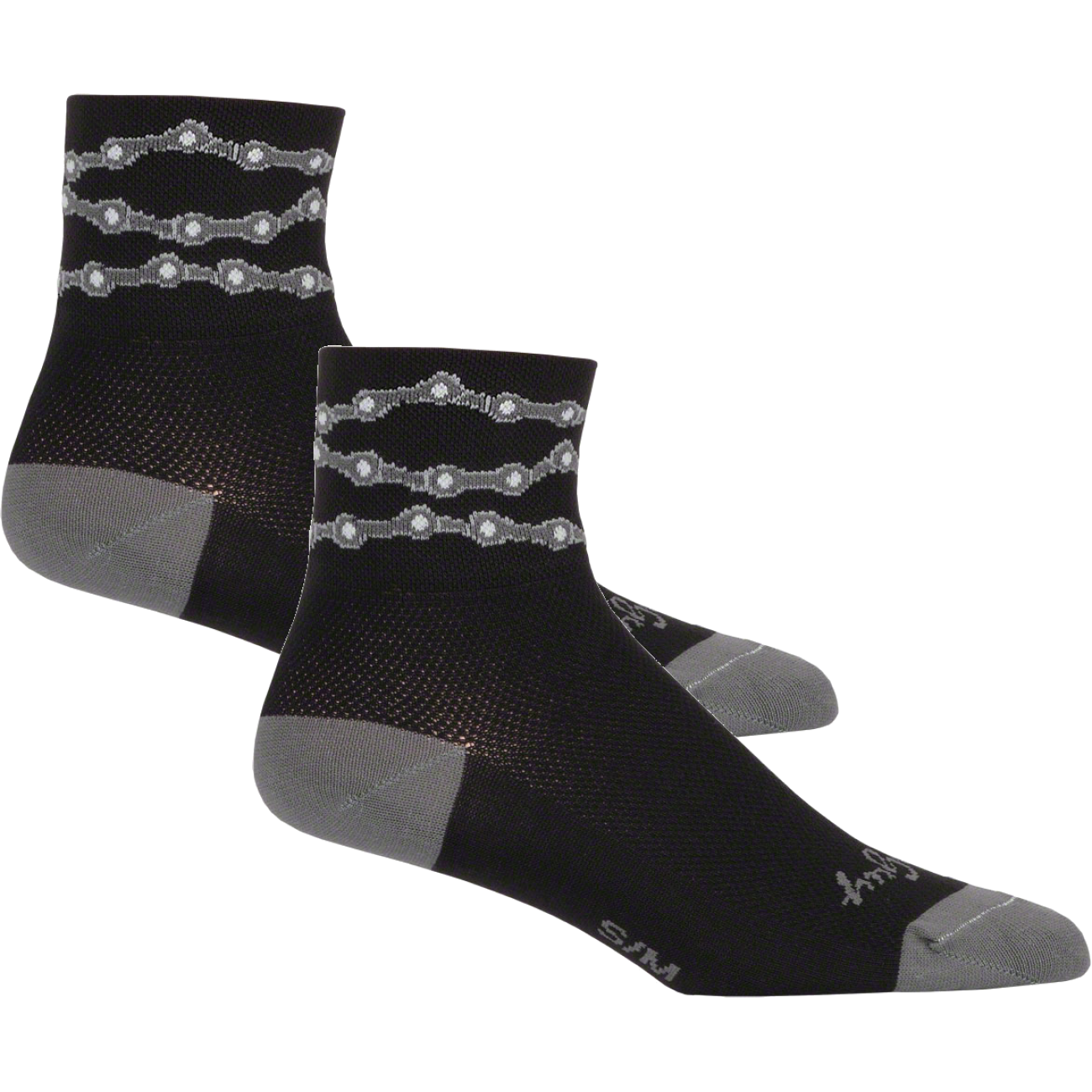 2 Pack SockGuy Chains Sock Black LG/XL Double Stitched Heel and Toe Mesh Upper