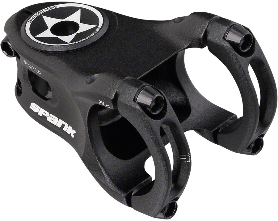 Spank Split 35 Bike Stem 50mm Length 35mm Bar Clamp +/-0 Rise Black Aluminum MTB