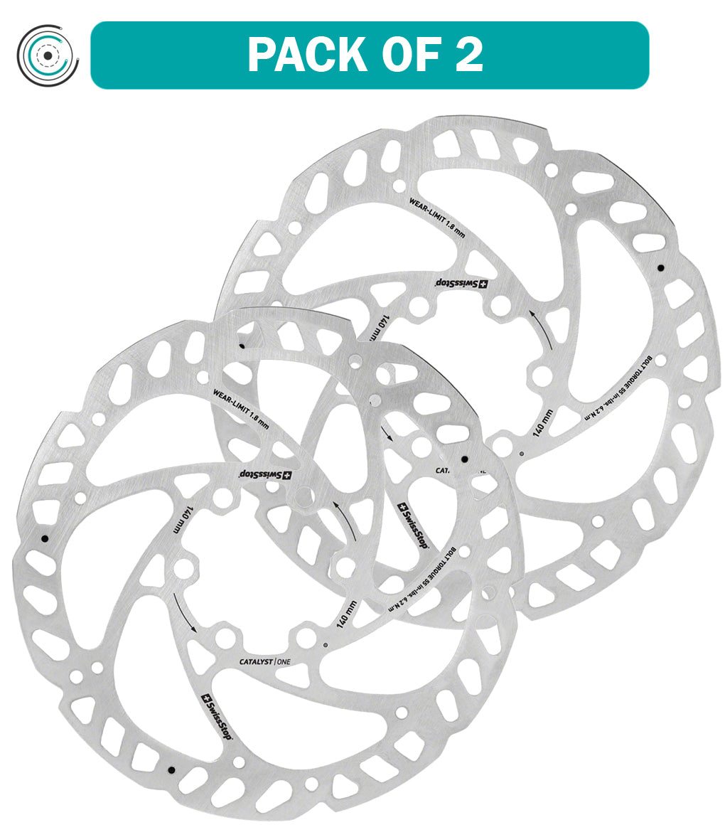 Pack of 2 SwissStop Catalyst One Disc Rotor - 140mm, 6-Bolt, Silver