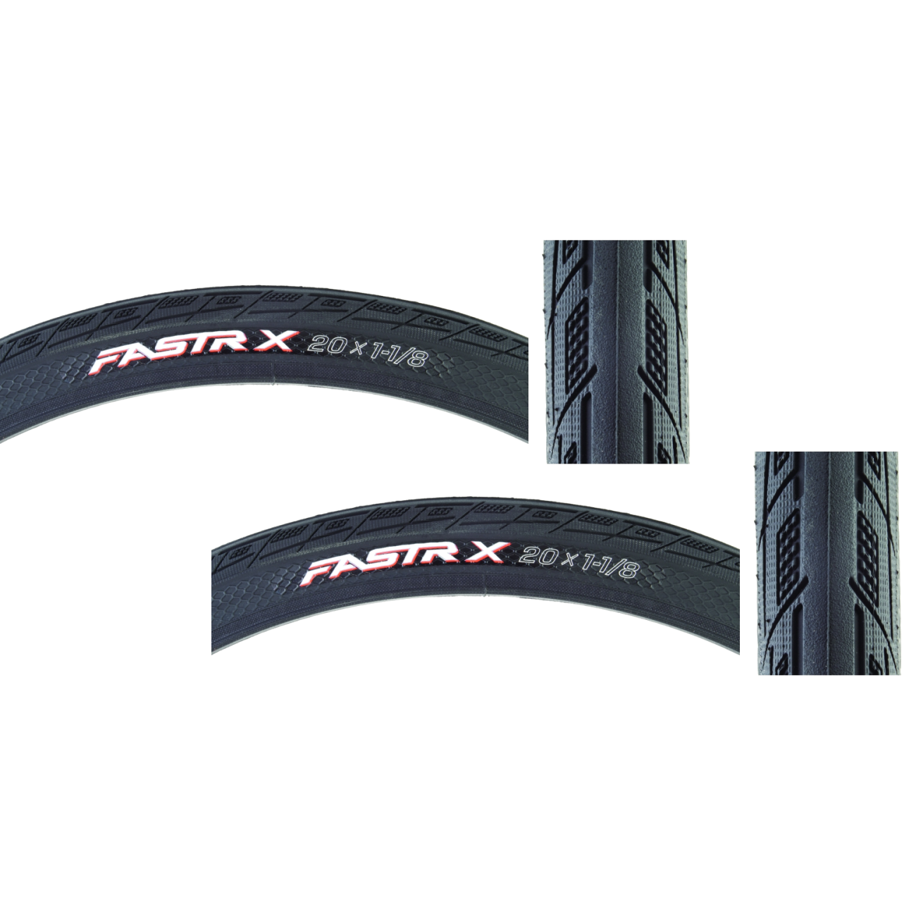 Pack of 2 Tioga FASTRX Tire 20 x 11/8 Clincher Wire Black 60tpi BMX Bike R9ZA3545