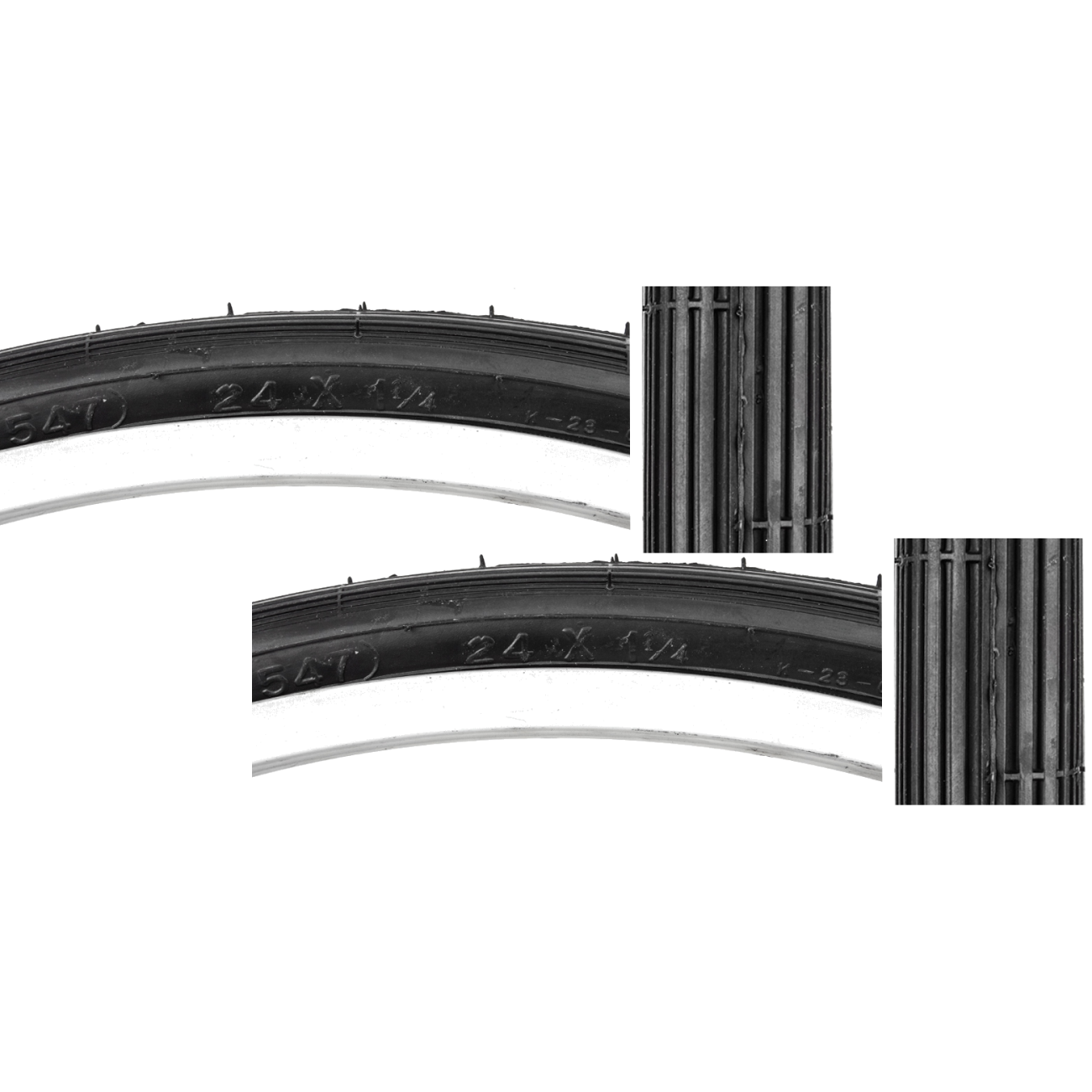 Pack of 2 Sunlite Street S6 24x11/4 S5/6 Clincher Wire 50 Black/Black Reflective