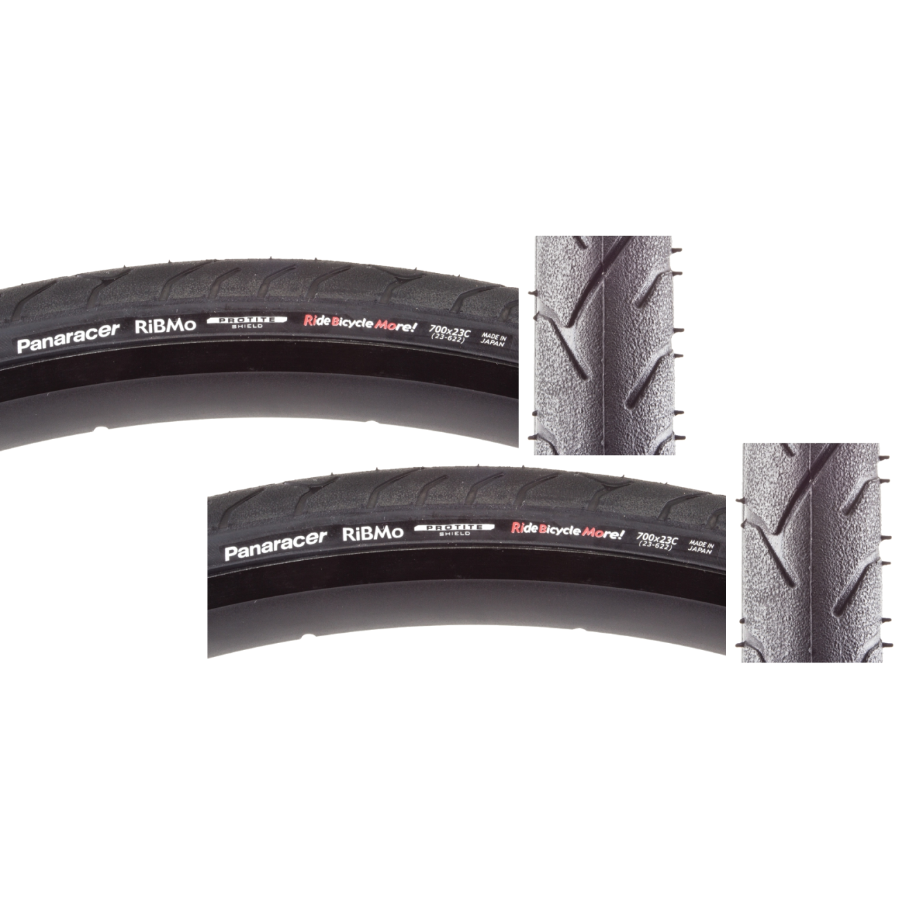 Pack of 2 Panaracer Ribmo 700x23 Wire TPI 105 Black/Black Reflective Road Tire AW723PS-RB-B2