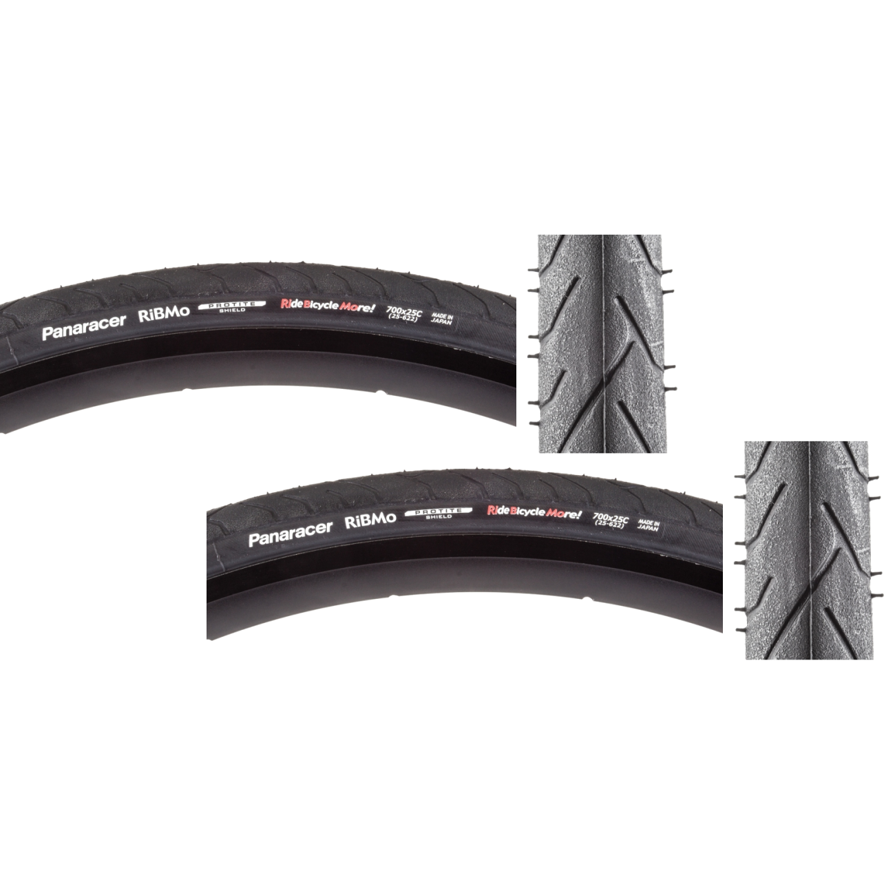 Pack of 2 Panaracer Ribmo 700x25 Wire TPI 90 Black/Black Reflective Road Tire AW725PS-RB-B2
