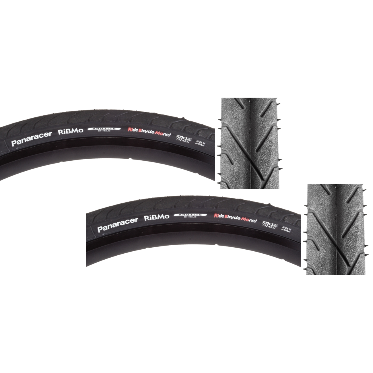 Pack of 2 Panaracer Ribmo 700x32 Wire TPI 75 Black/Black Reflective Road Tire AW732PS-RB-B2