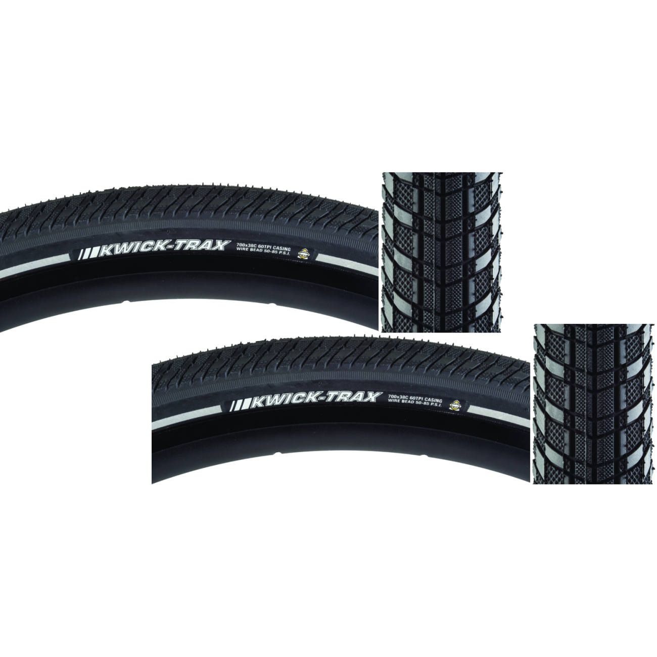 Kenda Gravel Tire Pack of 2 Kwick Trax 700x38 Clincher Wire TPI 85 Black/Bsk Reflective 212206