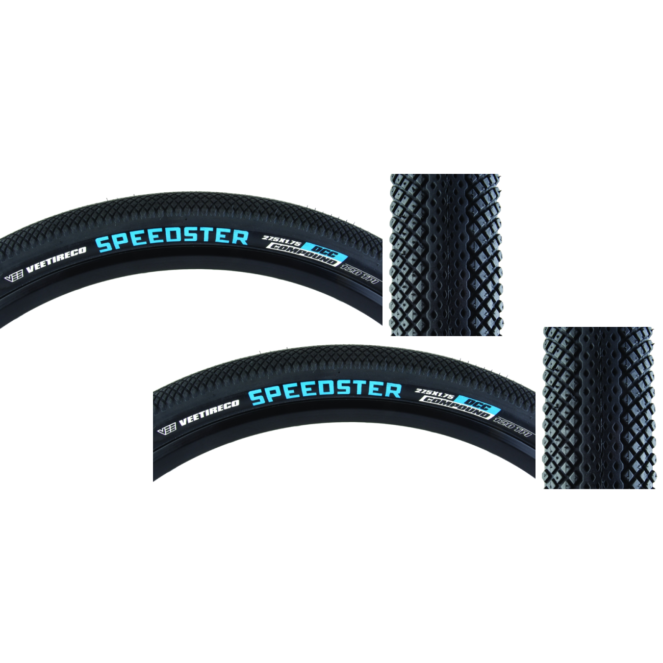 Pack of 2 Vee Tire & Rubber Speedster 27.5x1.75 Tubeless Fold TPI 50 Black/Black B316147