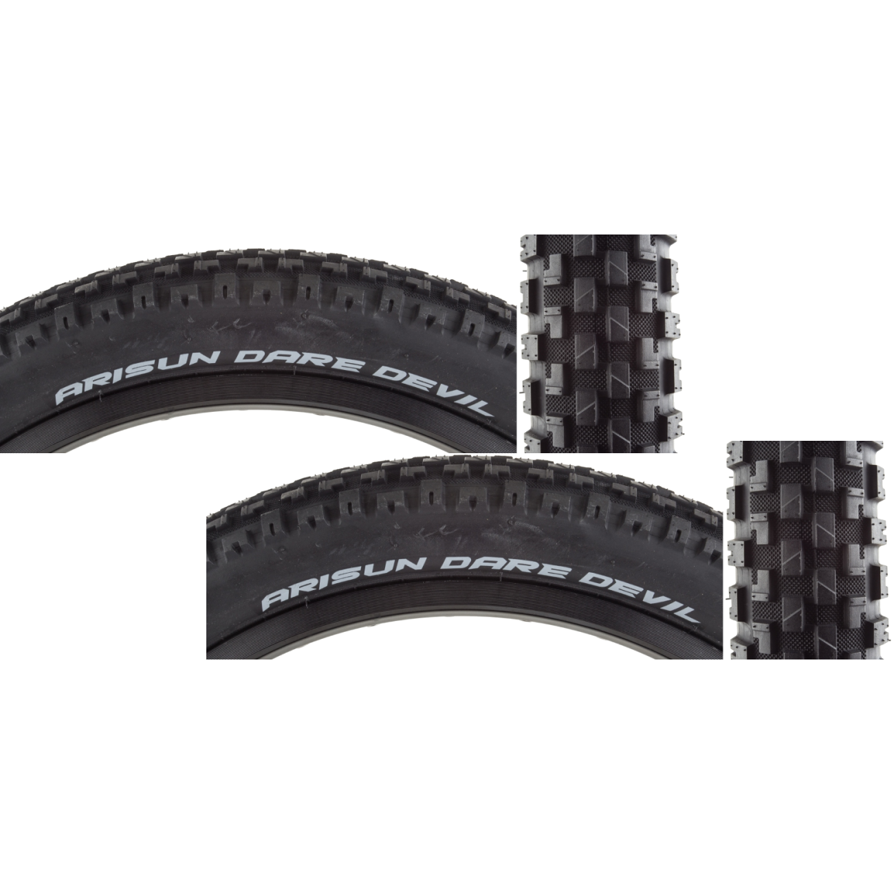 Pack of 2 Arisun Dare Devil 20x2.2 Clincher Wire TPI 85 Black/Black Reflective T080202