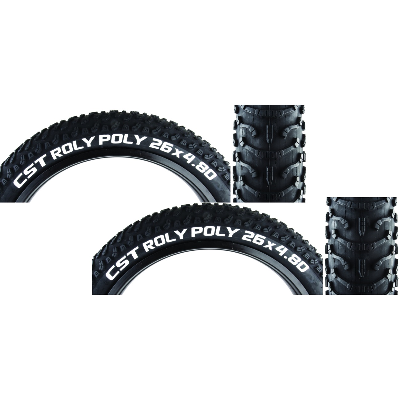 Pack of 2 Cst Premium Roly Poly 26x4.8 Clincher Wire TPI 25 Blk/Blk Reflective TB72666000