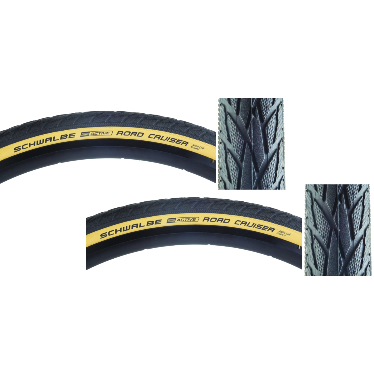 Pack of 2 Schwalbe Road Cruiser Active Twin KGuard 700x35 Wire TPI 70 Bk/Gum 11101275
