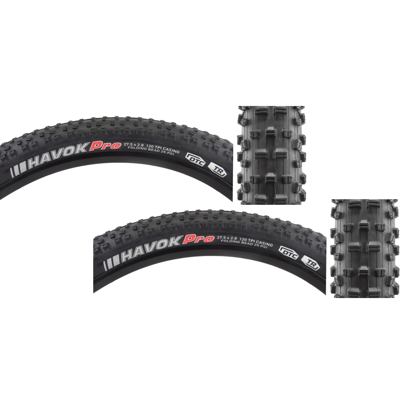 Pack of 2 Kenda Havok Pro DTC/TR/TLR 27.5x2.8 Tubeless PSI 35 TPI 120 Black/Bsk 212248