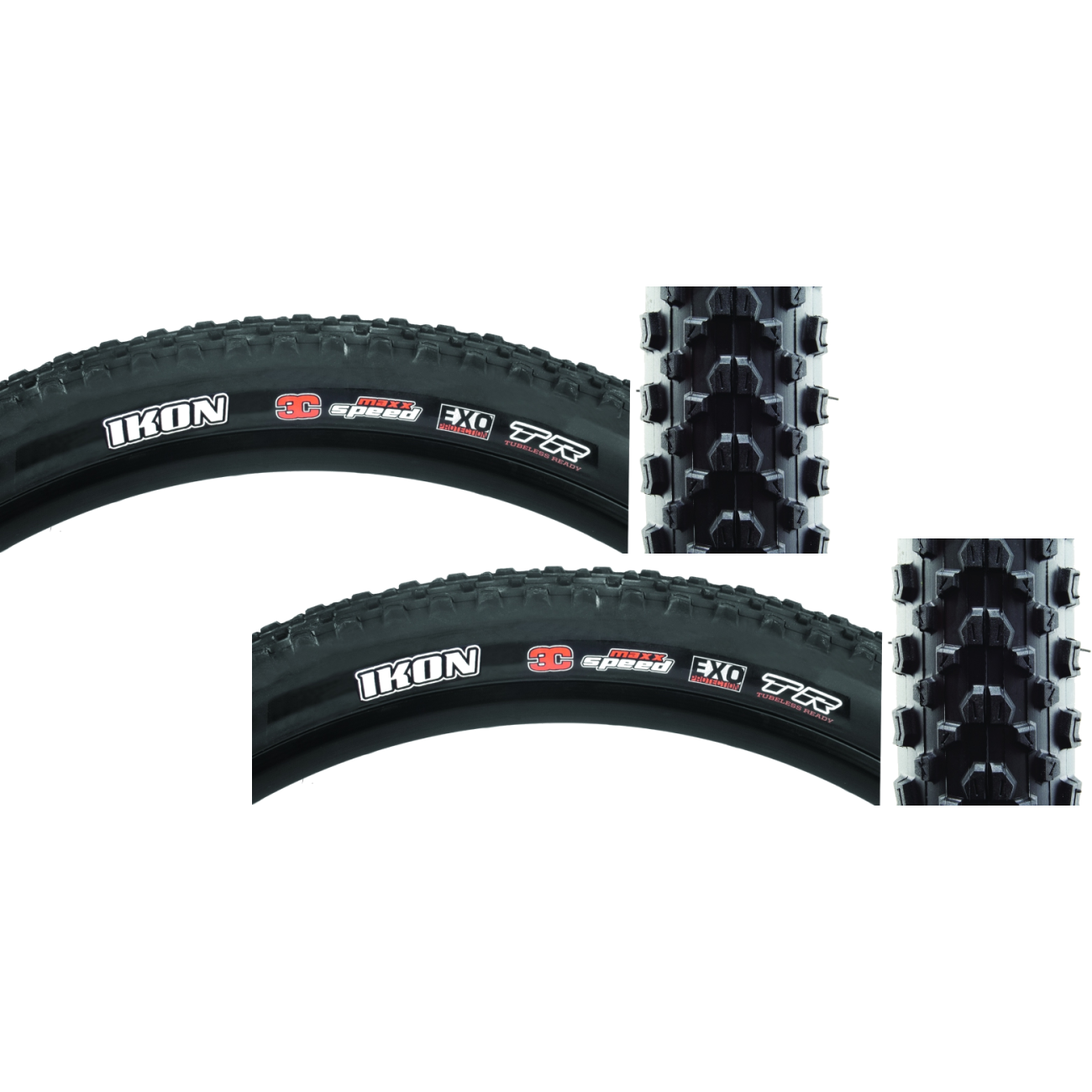 Pack of 2 Maxxis Ikon EXO/TR 29x2.0 Tubeless TPI 65 Black/Black Reflective TB96646100