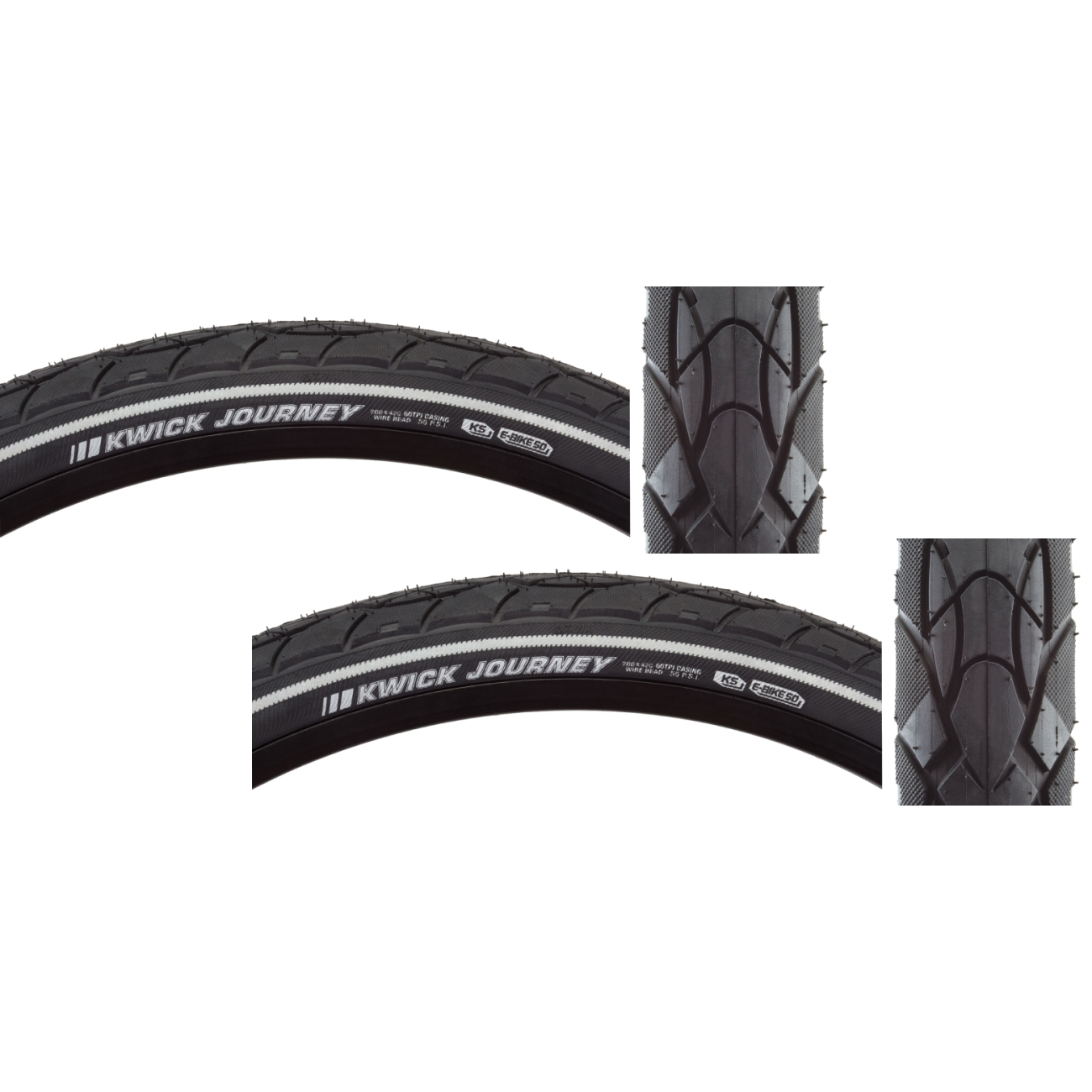 Pack of 2 Kenda Kwick Journey Sport KS700x42 Clincher Wire PSI 55 TPI 60 Bk/Blk 212889