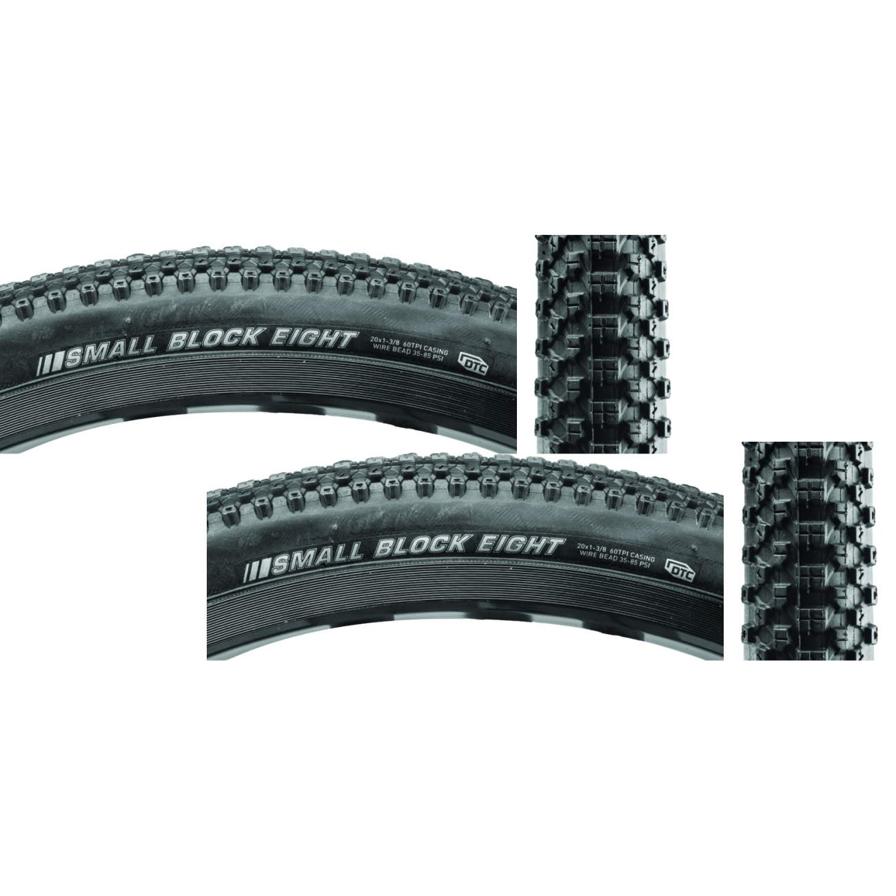 Pack of 2 Kenda Small Block 8 Sport 20x13/8 Clincher Wire TPI 85 Black/Bsk 212521