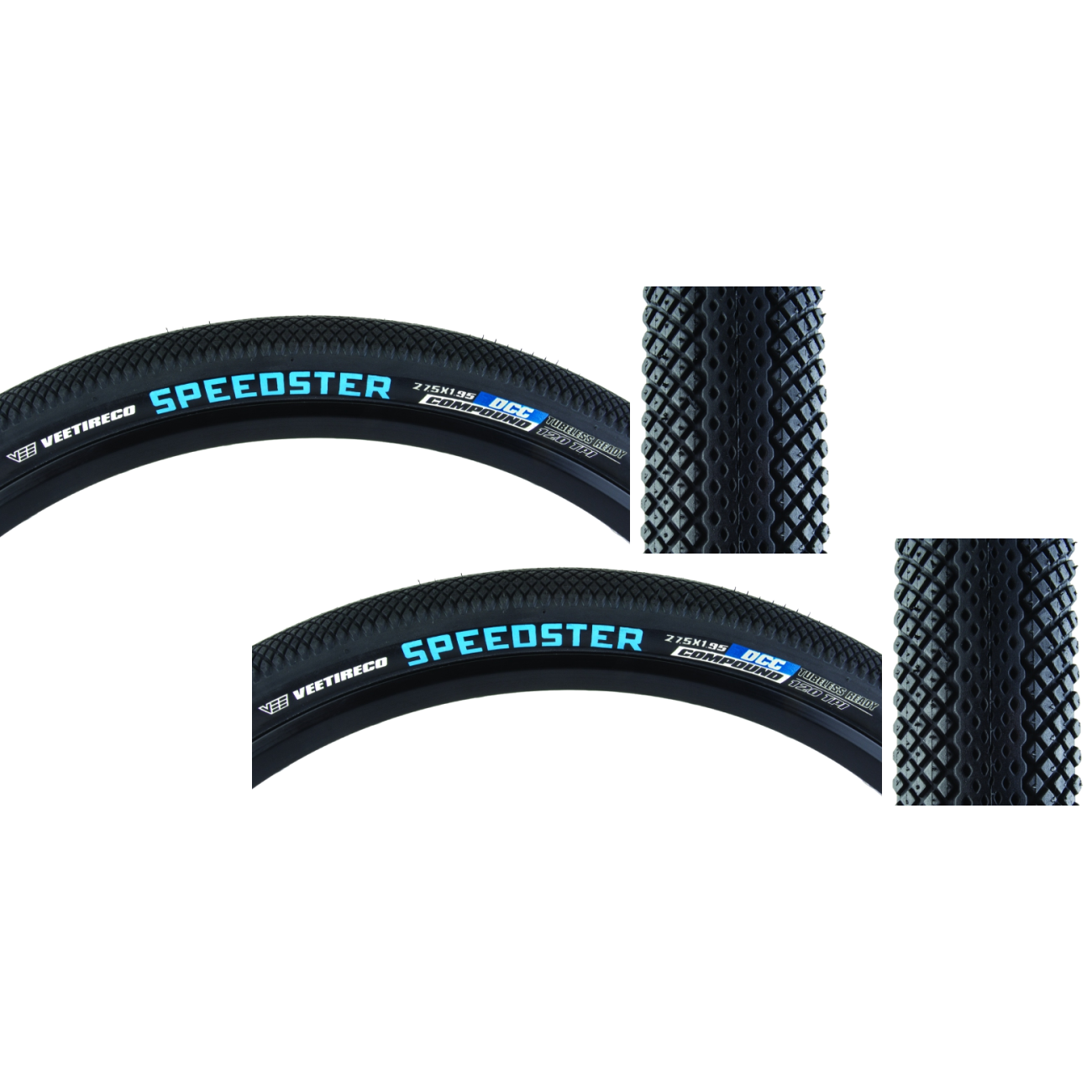 Pack of 2 Vee Tire & Rubber Speedster EBike 27.5x1.95 Tubeless TPI 50 Bk/Blk B316313