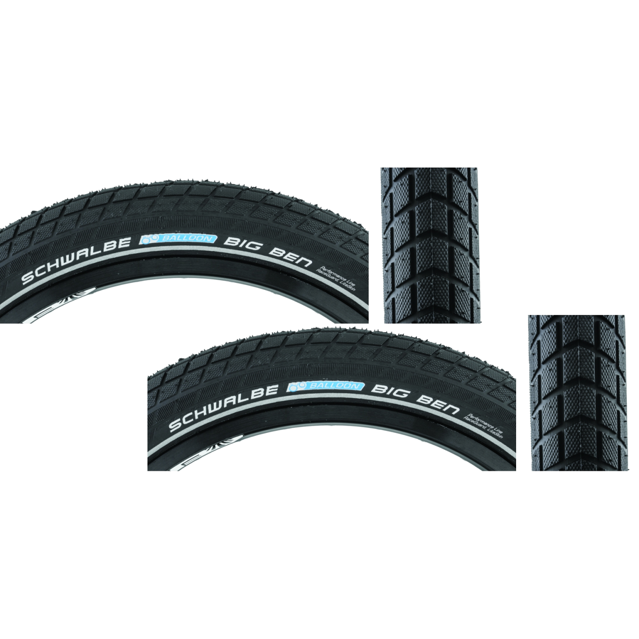 Pack of 2 Schwalbe Big Ben Tire 700 x 50 Clincher Wire Black/Reflective 11101224