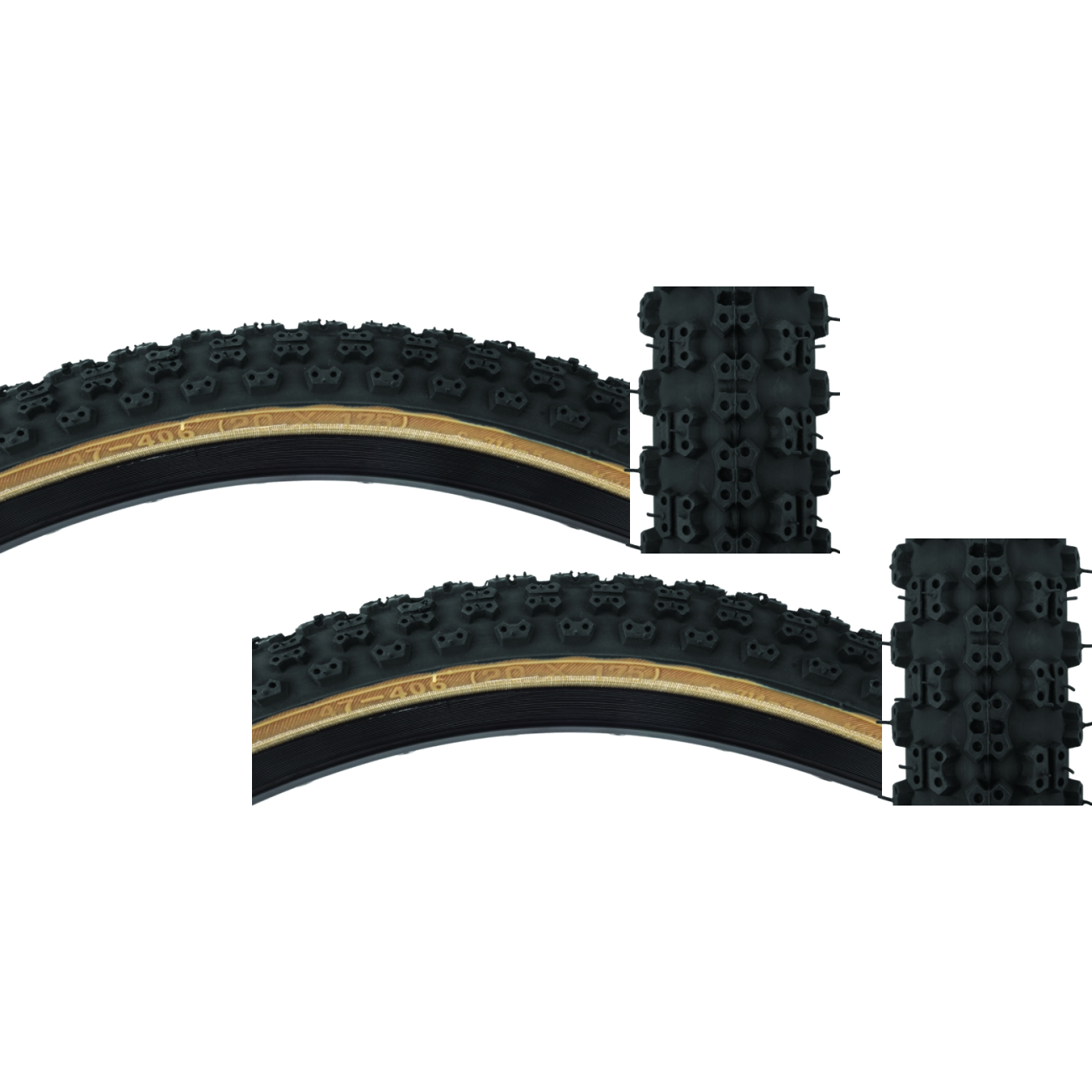 Pack of 2 Sunlite MX3/C714 20x1.75 Clincher Wire TPI 60 Blk/Skn Reflective BMX