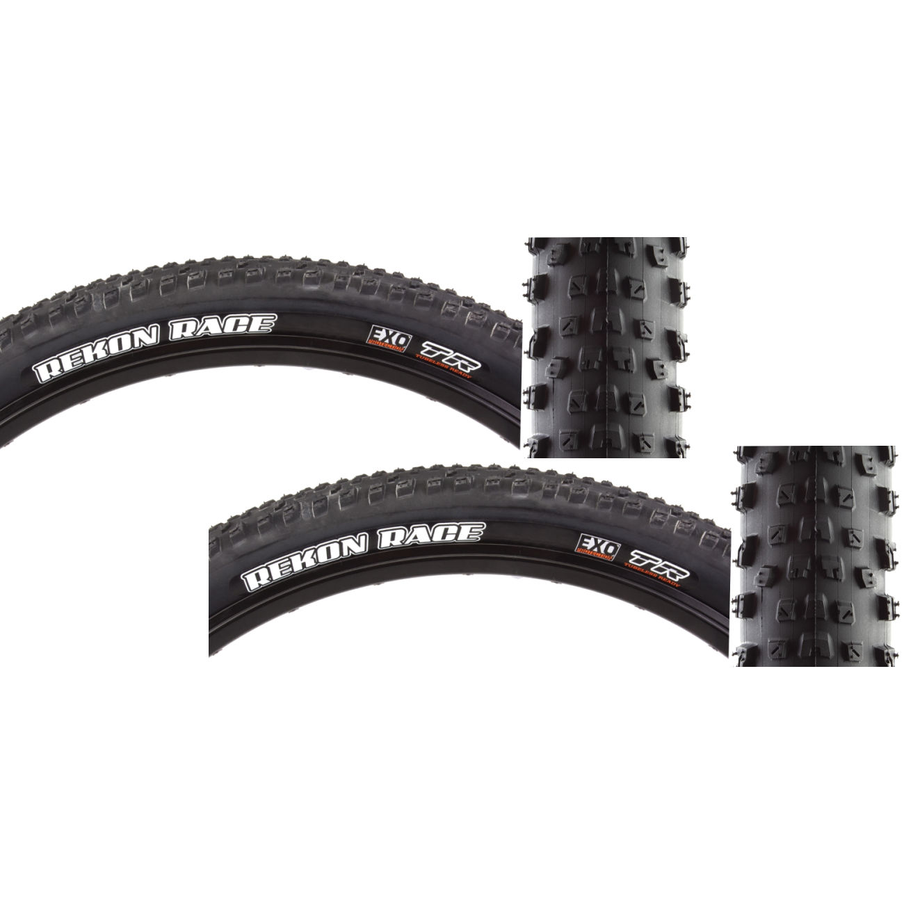 Pack of 2 Maxxis Rekon Race DC/EXO/TR 29x2.35 Tubeless TPI 65 Black/Black TB00139700