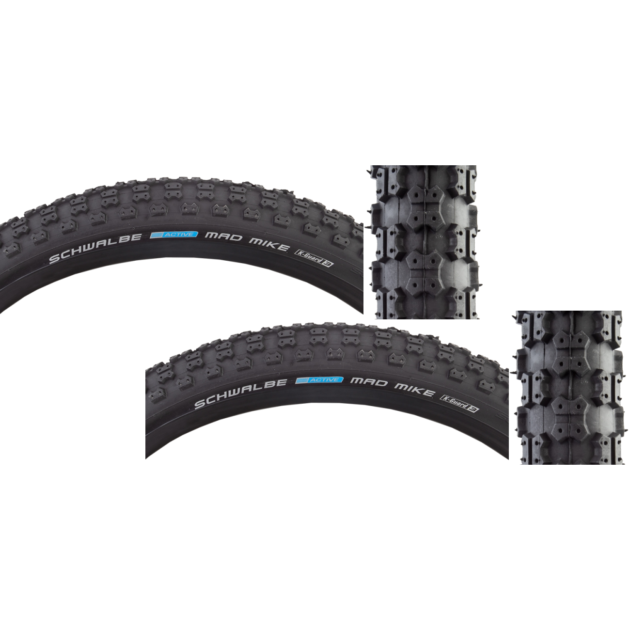 Pack of 2 Schwalbe Mad Mike Active Twin KGuard 20x1.75 Wire TPI 65 Bk/Blk 11116400.01