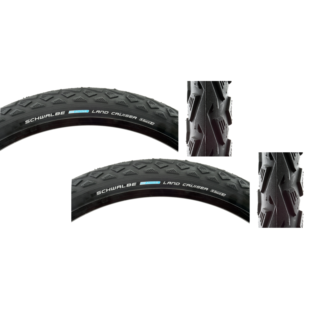 Pack of 2 Schwalbe Land Cruiser Active Twin KGuard 26x1.75 Wire TPI 70 Bk/Bsk 11101033