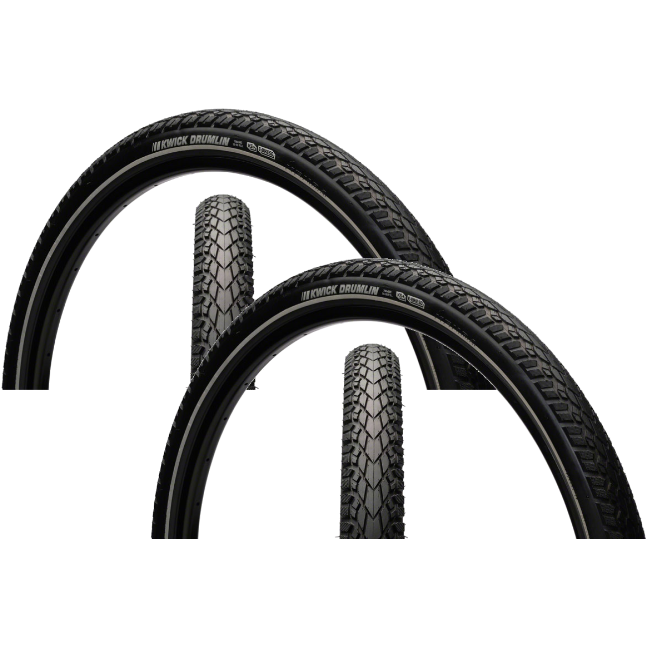 Pack of 2 Kenda Kwick Drumlin Tire 26 x 2.2 Clincher Wire Black/Reflective 90014838