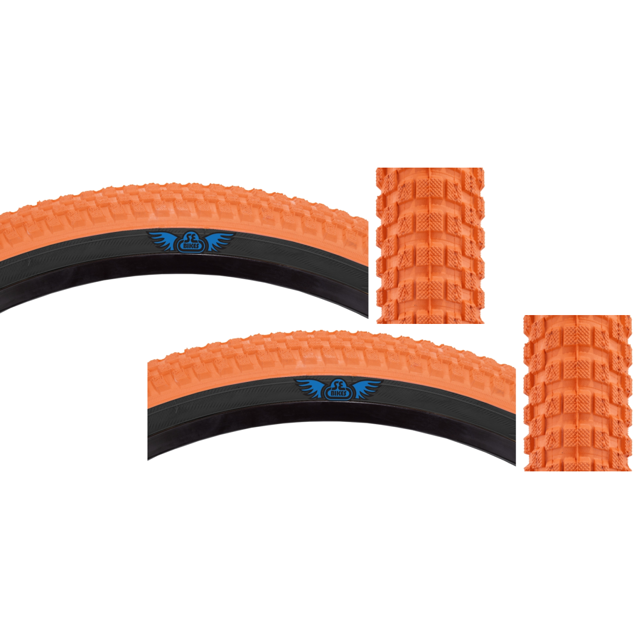 Pack of 2 SE Bikes Cub 20x2.0 Clincher Wire TPI 65 Or/Black Reflective BMX Bike 4743