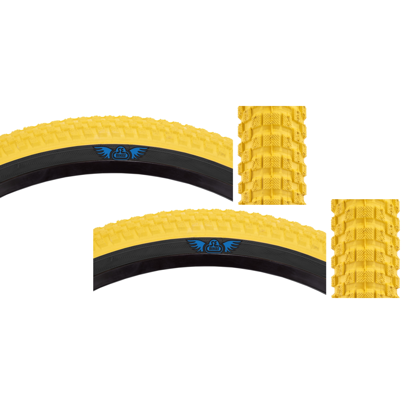 Pack of 2 SE Bikes Cub 24x2.0 Clincher Wire TPI 65 Yl/Black Reflective BMX Bike 4753