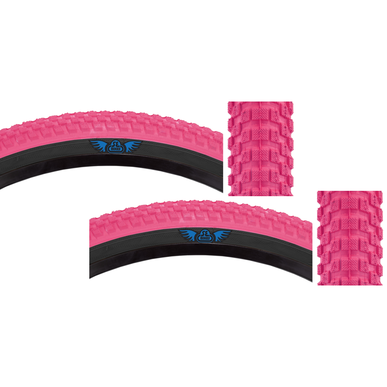 Pack of 2 SE Bikes Cub 26 x 2.0 Clincher Wire TPI 65 Pk/Black Reflective BMX 4758