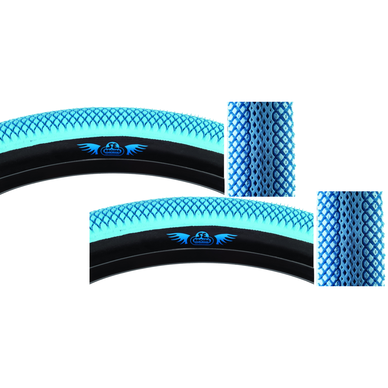 Pack of 2 SE Bikes Speedster 29x2.1 Clincher Wire TPI LBu/Black Reflective BMX 4766