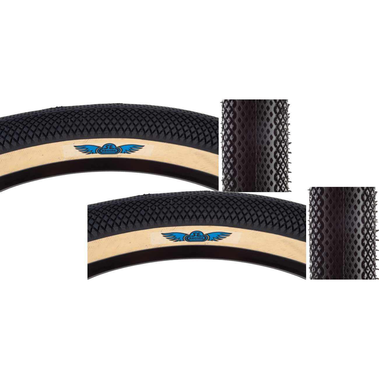 Pack of 2 SE Bikes Speedster 29x2.8 Clincher Wire TPI Black/Tan Reflective BMX 4770